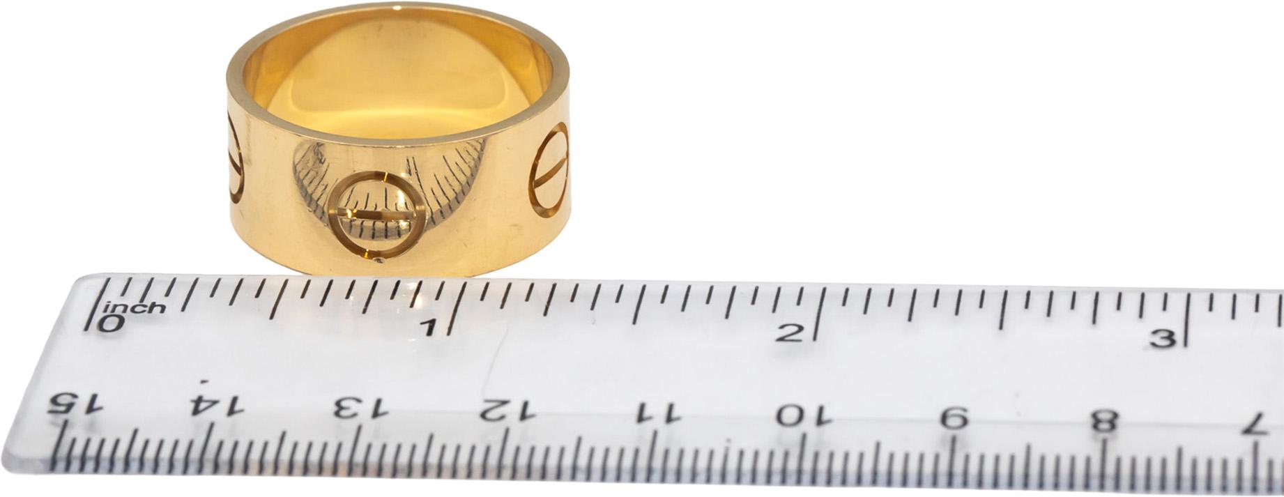 CARTIER 18k Gold Love Collection Screw Motif 11.0mm Ring Size 69 w/ Papers $4300