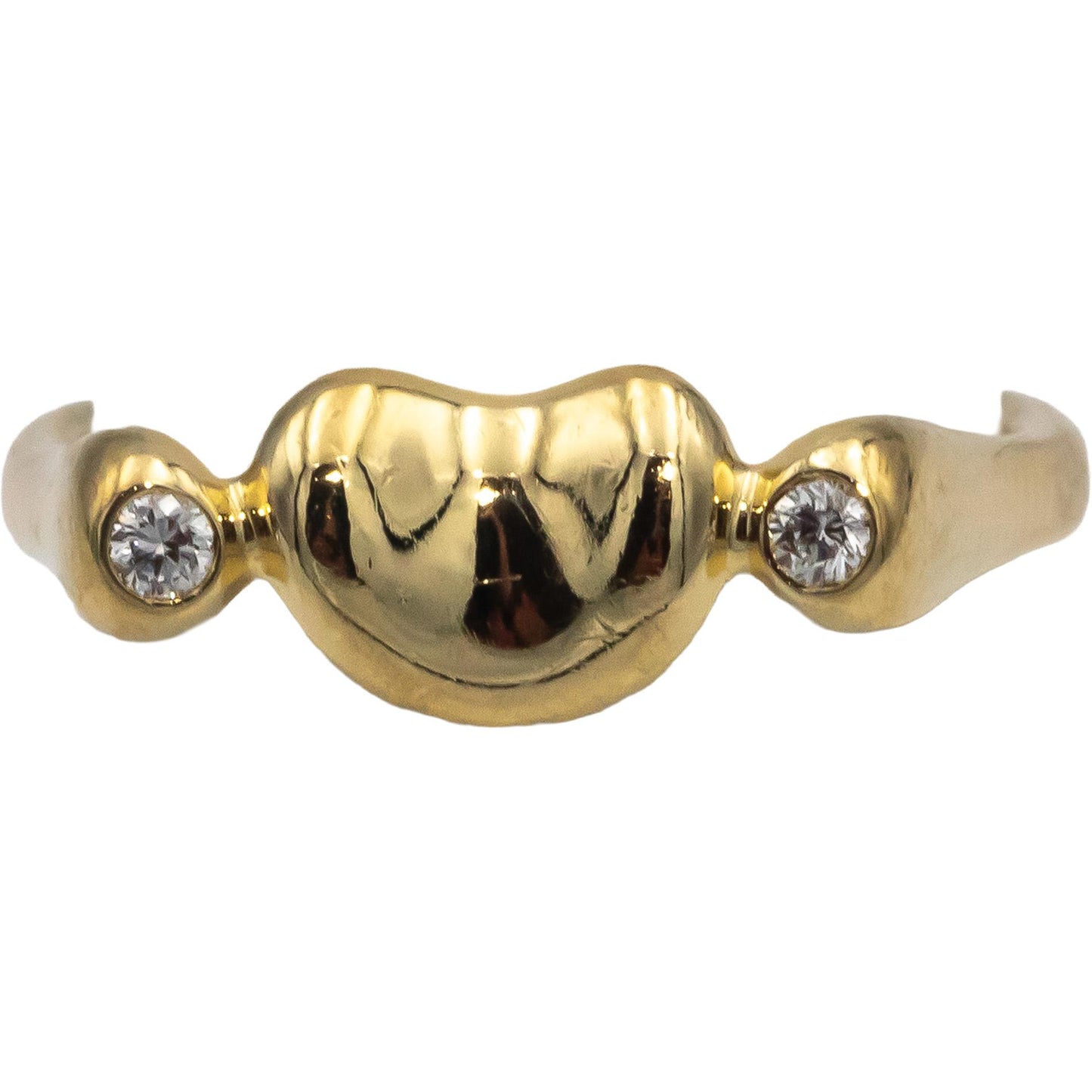 TIFFANY & CO. 18k Yellow Gold Diamond Elsa Peretti Bean Design Ring .04CT Size 4