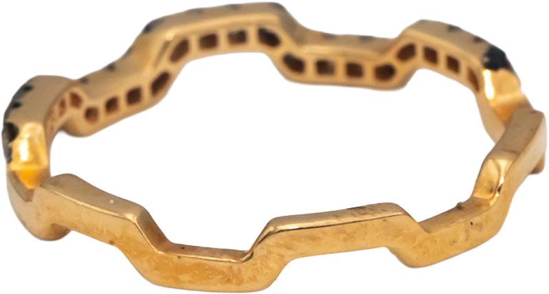 18k Yellow Gold Round Champagne Diamond Zig Zag Stackable Ring 0.25CT Size 7