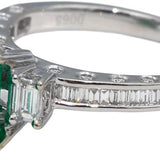 GIA Certified 18k White Gold Zambia Emerald and VS Diamond Ring 2.94CT Size 6.25