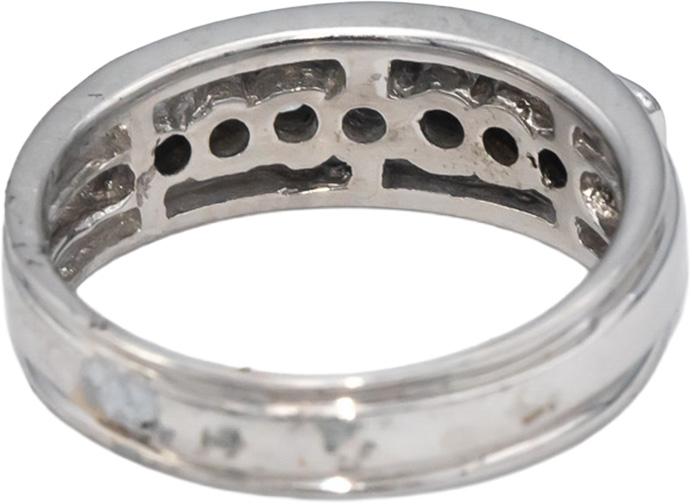 14k White Gold Round Half Bezel Set Band Ring 0.50CT Size 7