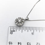 10k White Gold Round & Baguette Cut Diamond Cluster Pendant Necklace 0.75CT