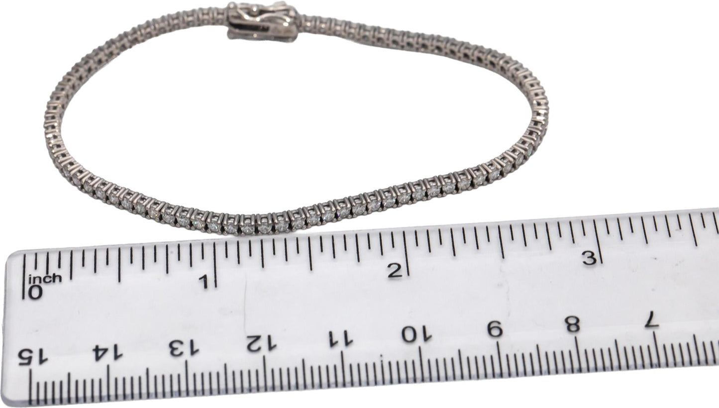 14k White Gold VS Round Diamond Tennis Bracelet 2.10CT