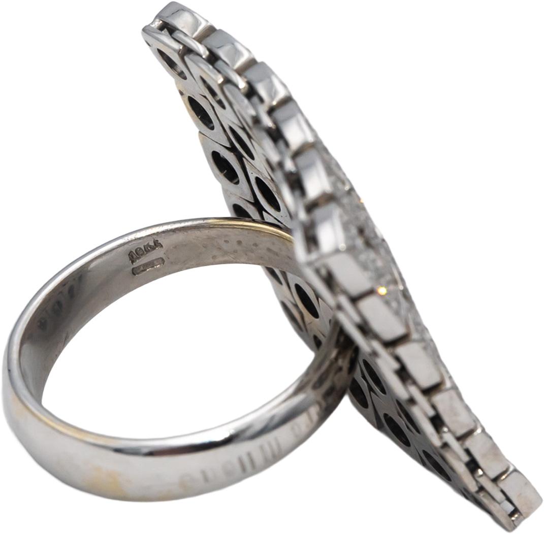 PIERO MILANO 18k White Gold Round Diamond Articulated Ring 1.65CT Size 7