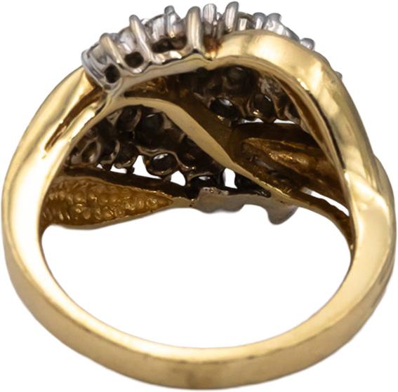 14k Yellow & White Gold Round Diamond Cluster Cocktail Ring 1.0CT Size 6.5