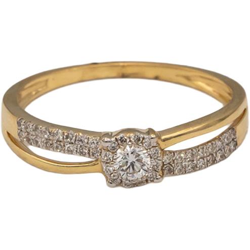 18k Yellow Gold VS Round Diamond Cluster Band Ring 0.26CT Size 6.5