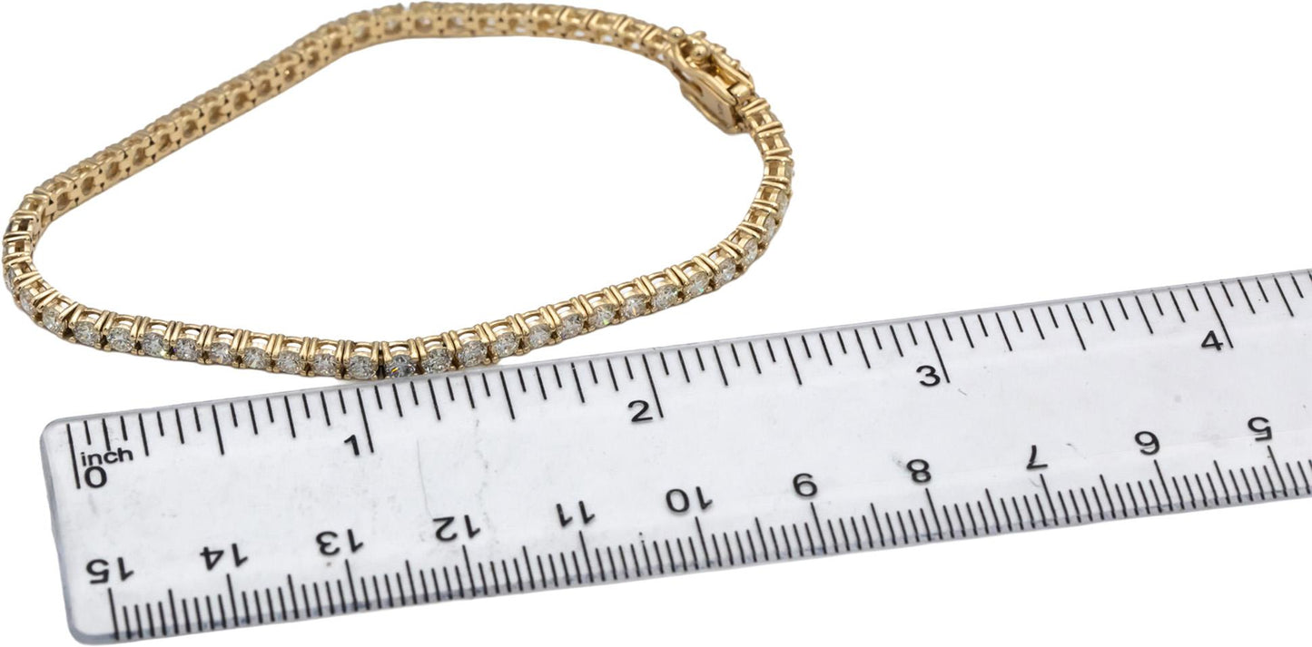 14k Yellow Gold VS Round Diamond Tennis Bracelet 4.65CT