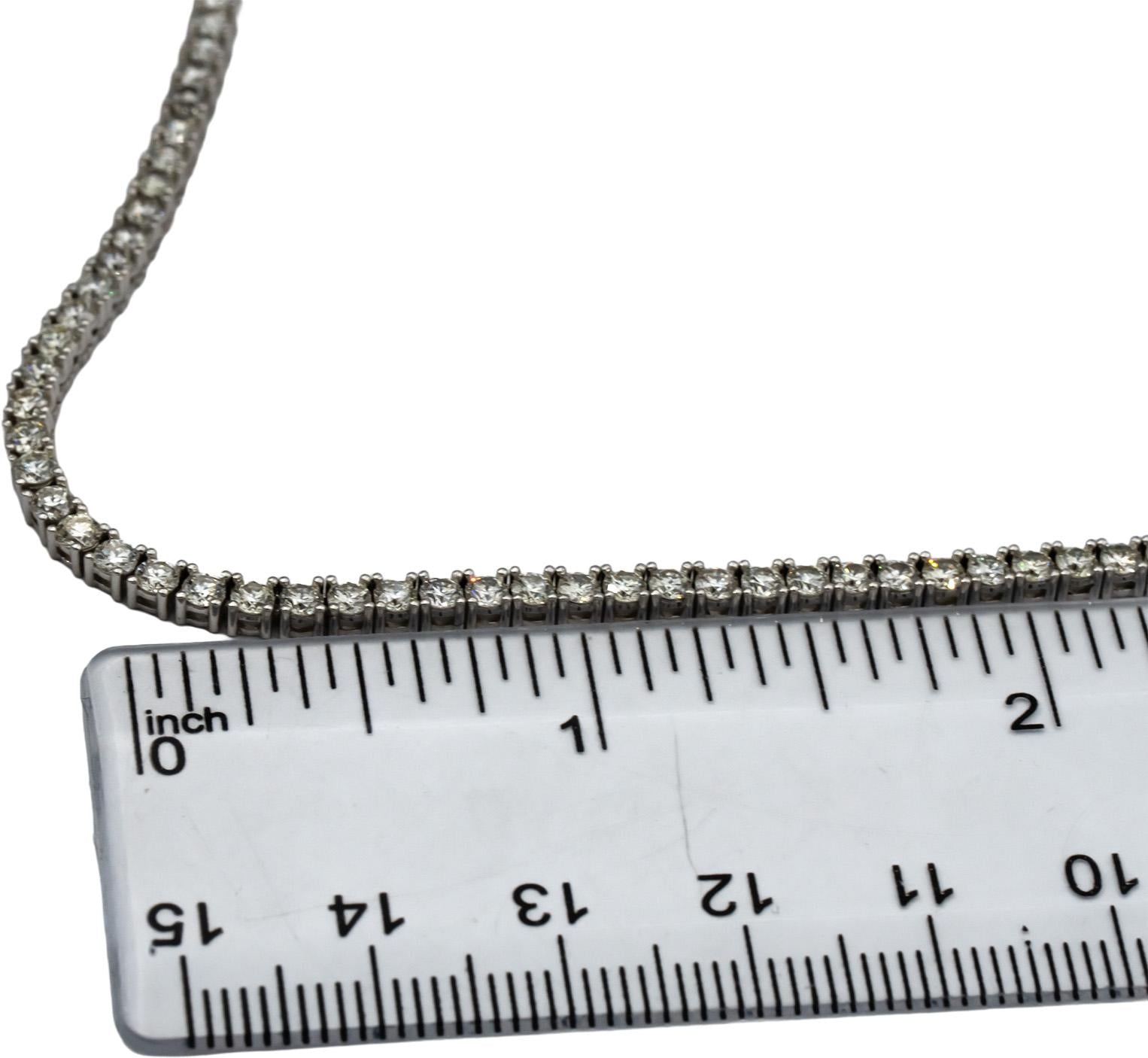 18k White Gold Round Diamond Tennis Necklace 10.30CT