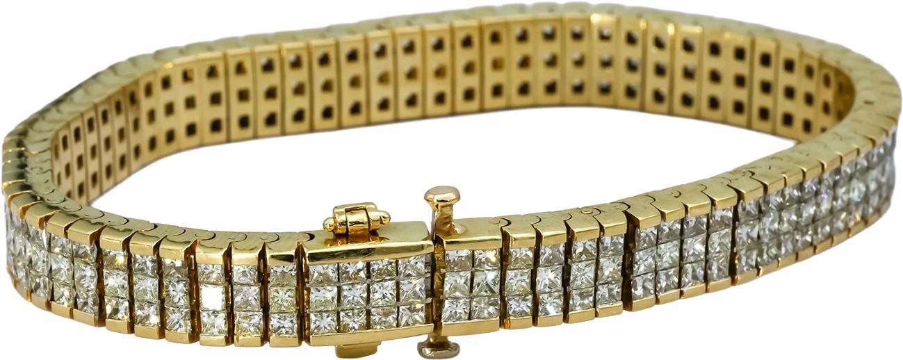 18k Yellow Gold VS Princess Cut Diamond Fancy Link Bracelet 11.50CT