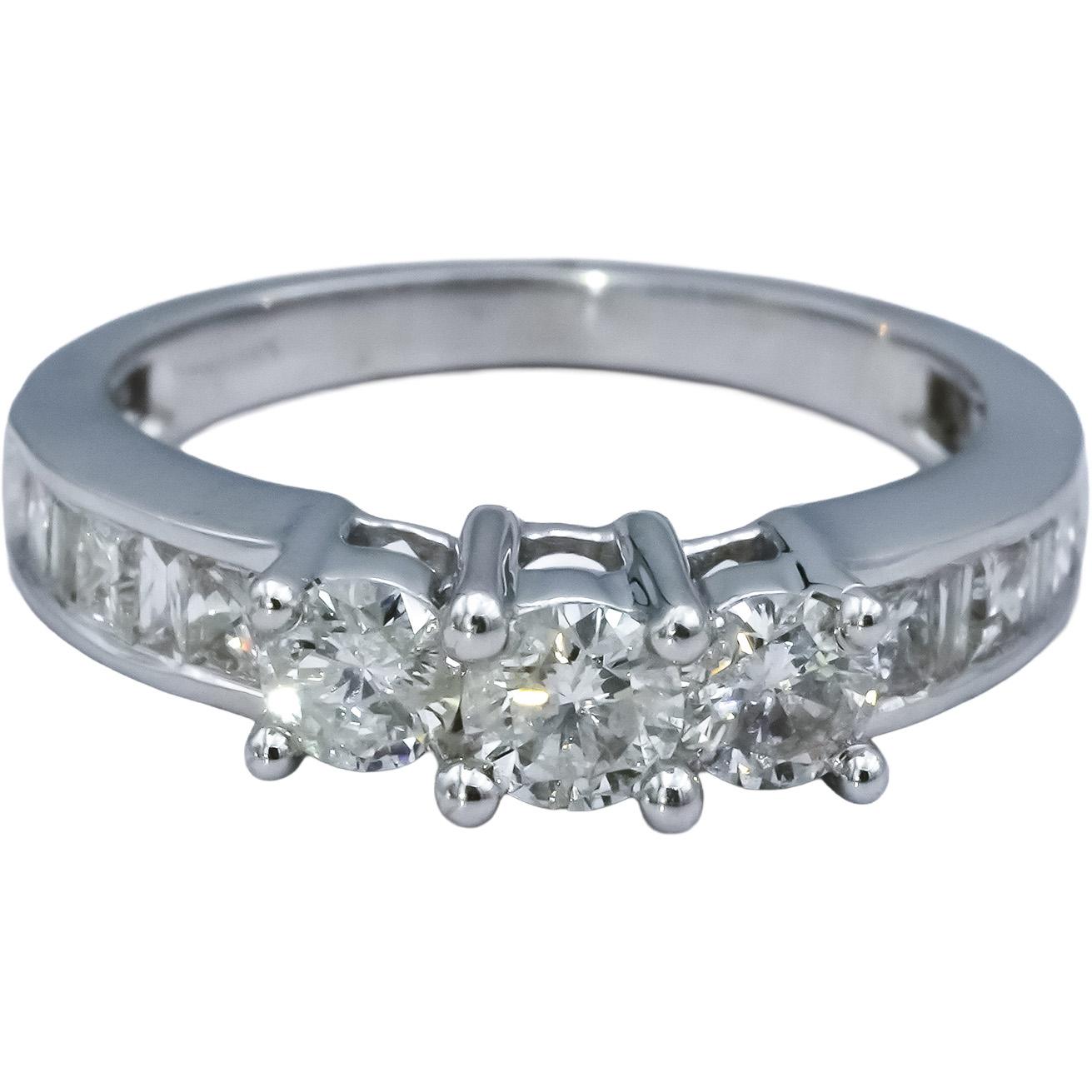 14k White Gold Round Princess Emerald Cut Diamond Engagement Ring 1.25CT Size 7