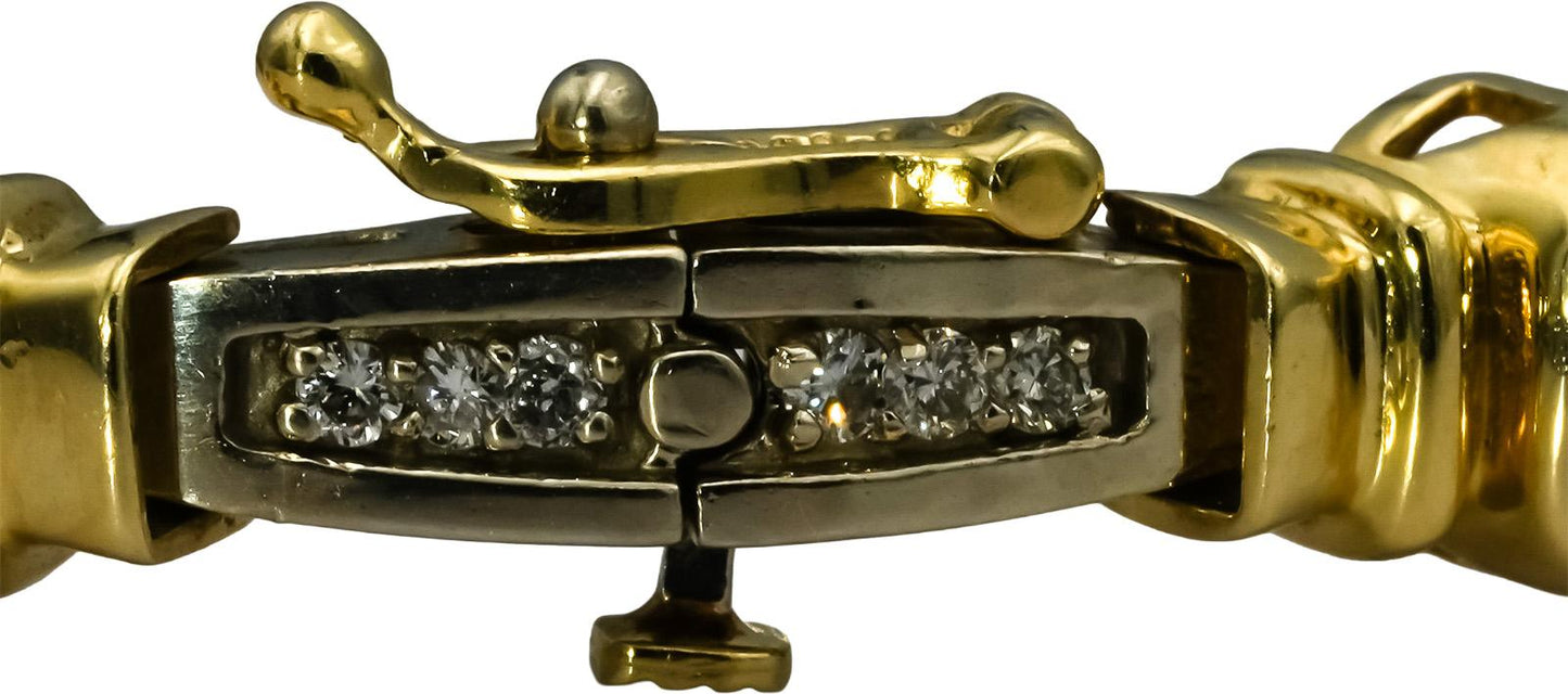 14k Yellow & White Gold Diamond and Tanzanite Fancy Link Bracelet 8.50CTW