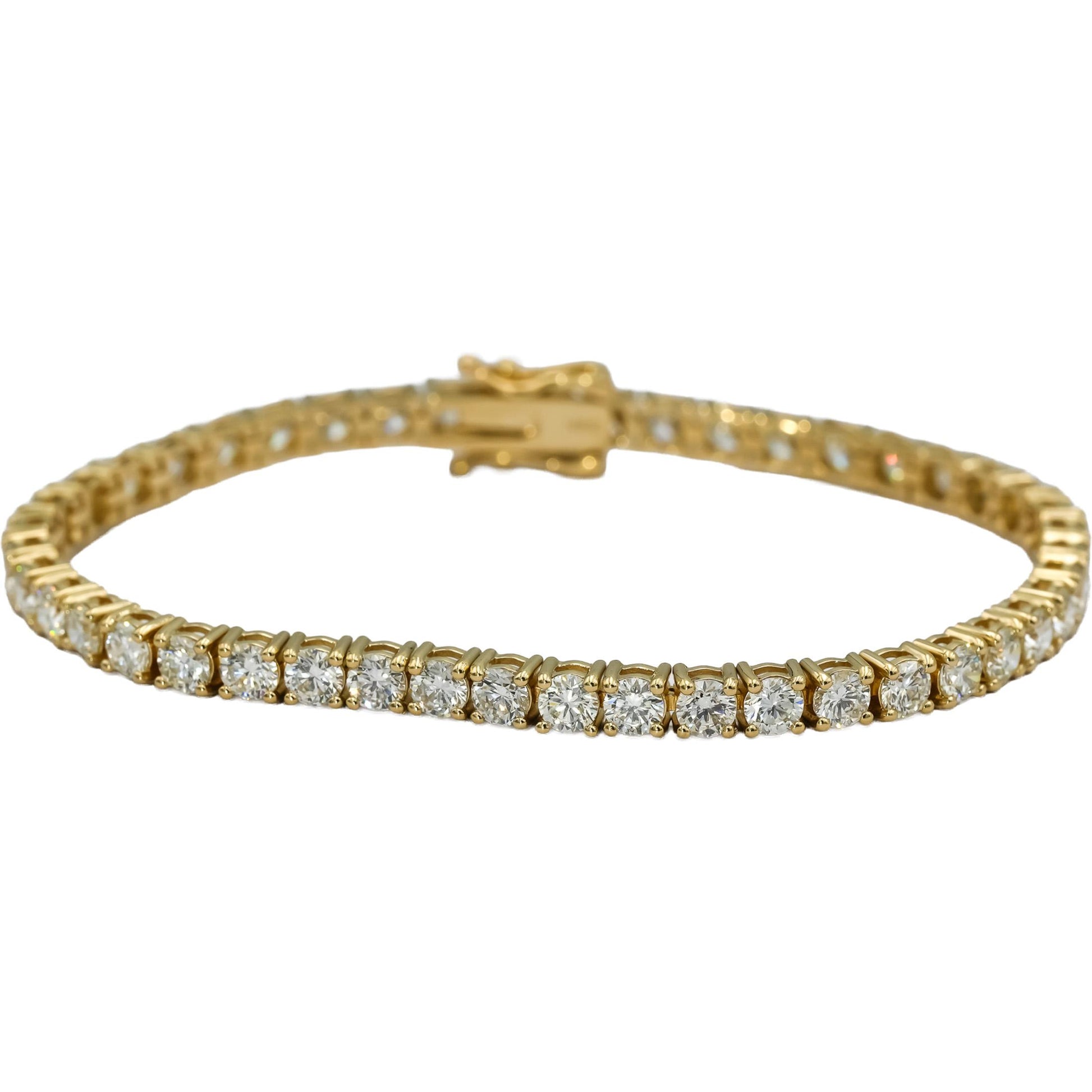 14k Yellow Gold VS Round Diamond Tennis Bracelet 8.39CT