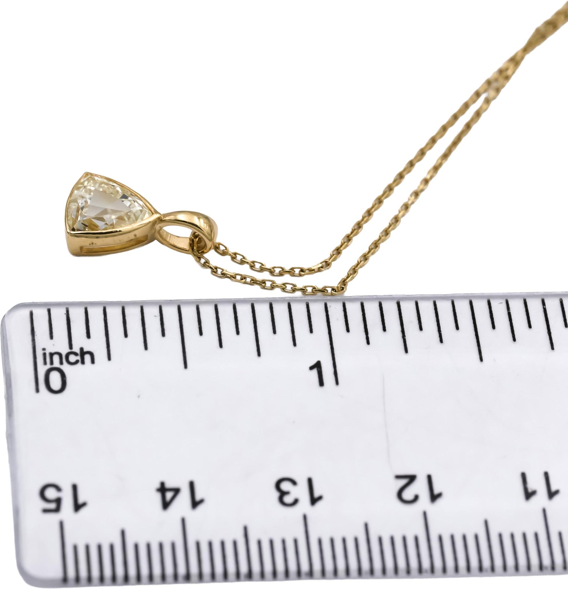 14k Yellow Gold Trillion Cut Diamond Solitaire Pendant Necklace 1.25CT