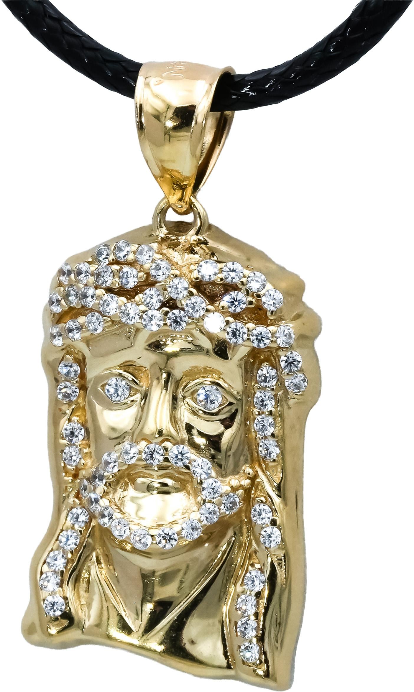 10k Yellow Gold Round Diamond Jesus Christ Pendant Necklace 0.25CT