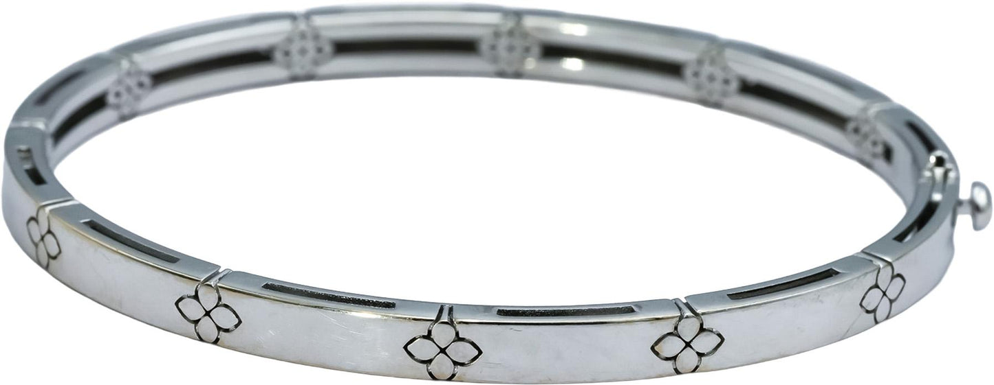 ROBERTO COIN 18k White Gold Diamond Love in Verona Bangle Bracelet 0.15CT
