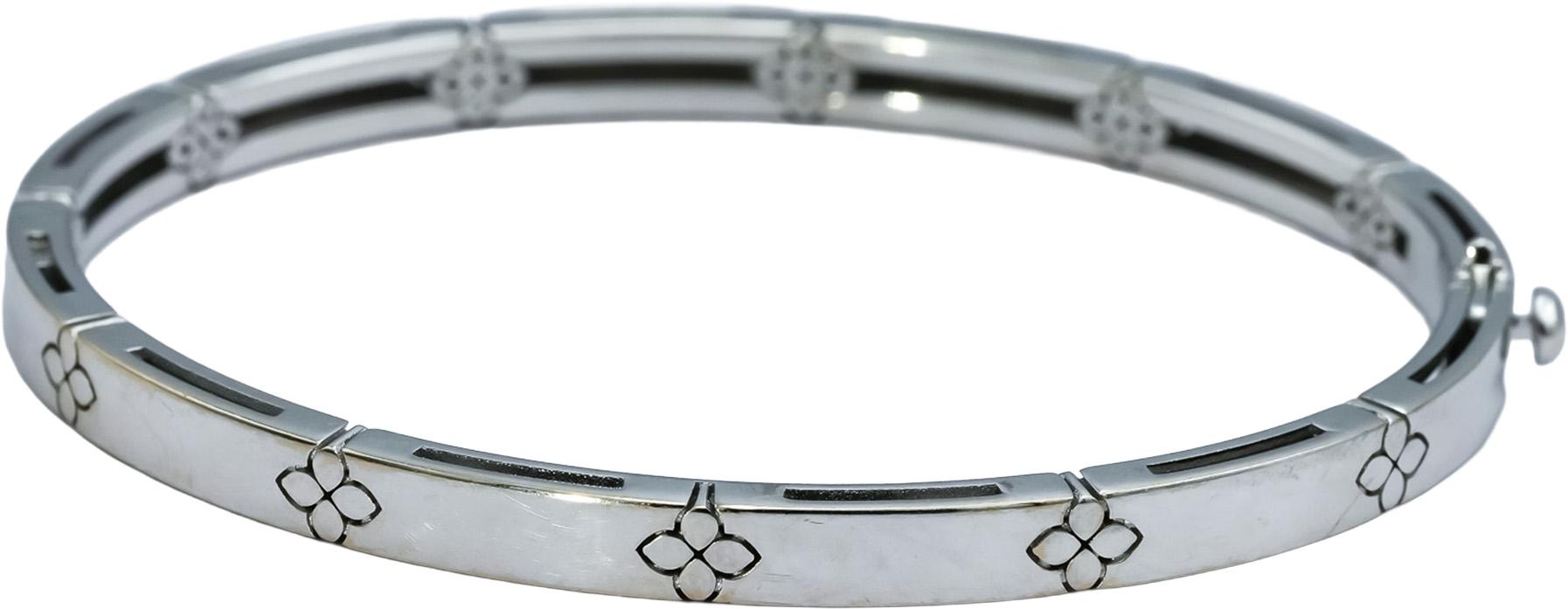 ROBERTO COIN 18k White Gold Diamond Love in Verona Bangle Bracelet 0.15CT