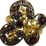 18k Yellow Gold & Rhodium Pink Tourmaline Butterfly Ring 1.25CT Size 7.5