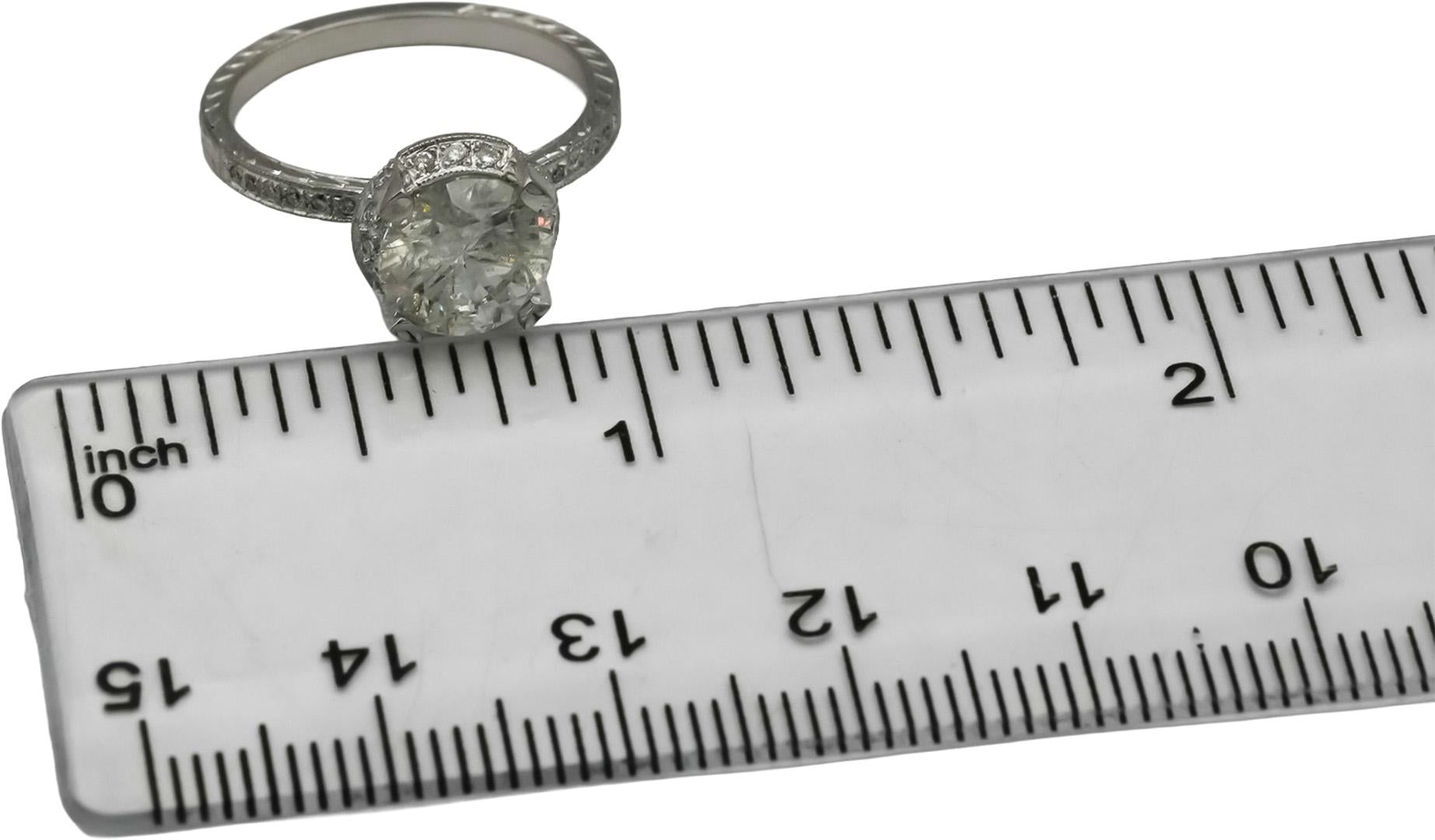 Platinum Round Diamond Engagement Ring 2.11CT w/ 1.86CT Center Size 6
