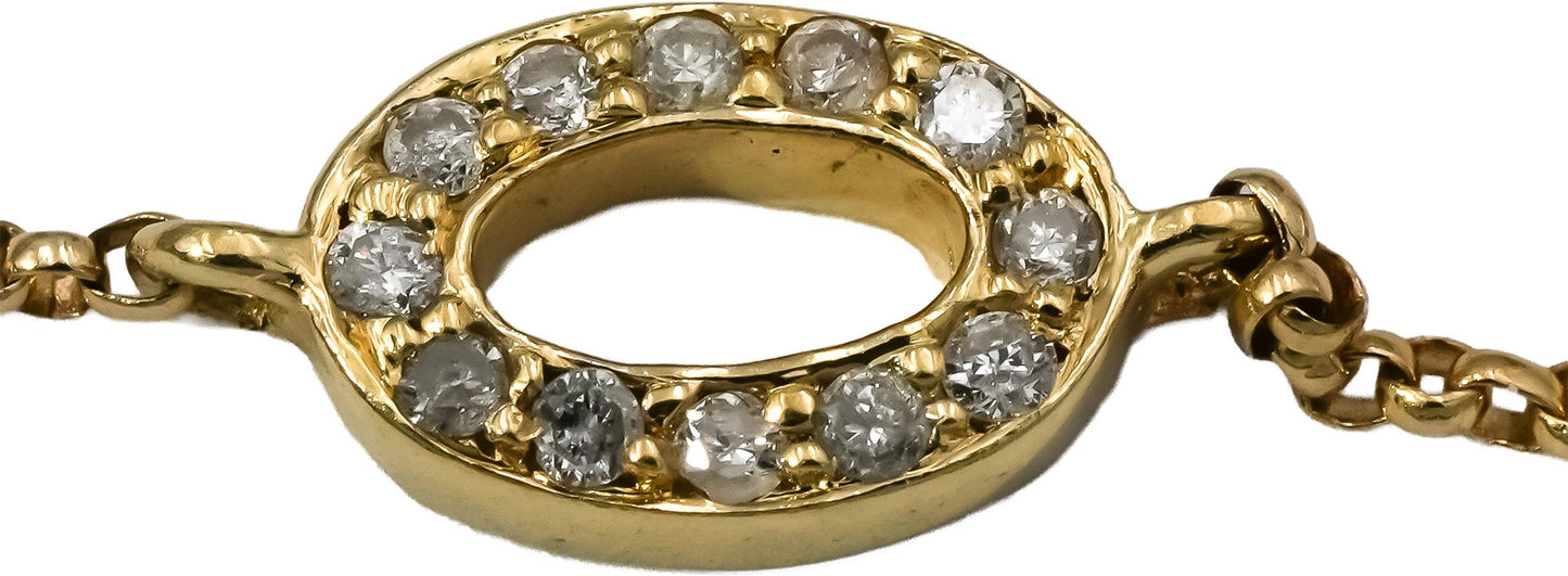 14k Yellow Gold Round Diamond Oval Link Bracelet 0.35CT