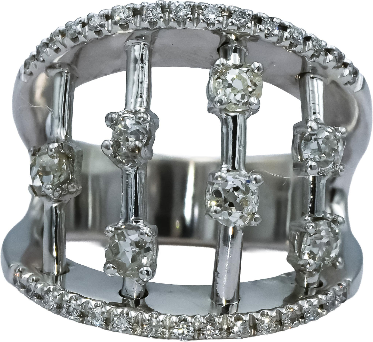 18k White Gold VS Old Mine and Modern Cut Diamond Ring 1.0CT Size 6.5