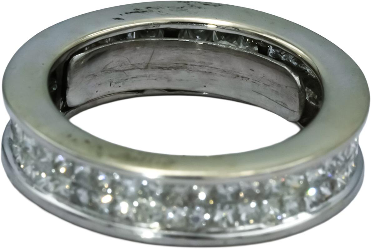 14k White Gold Princess Cut Diamond Two Row Eternity Band Ring 1.50CT Size 6.25