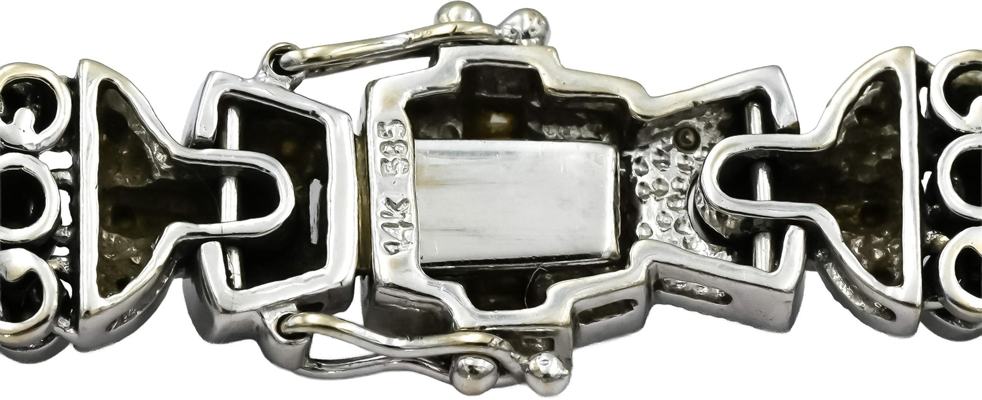 14k White Gold Round and Baguette Cut Diamond Fancy Link Bracelet 3.35CT