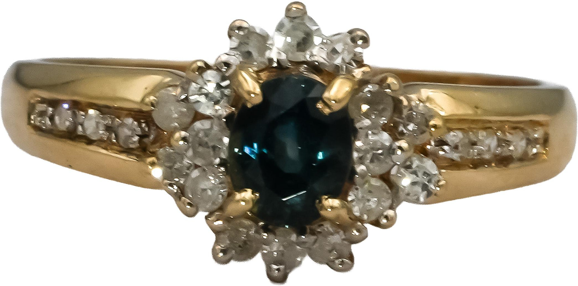 14k Yellow Gold Diamond and Sapphire Cocktail Ring 0.50CT Size 6.25