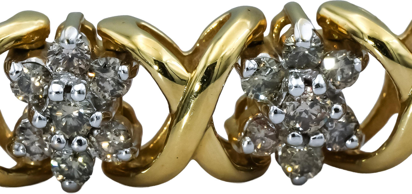 14k Yellow Gold Round Diamond Fancy Link Bracelet 4.0CT