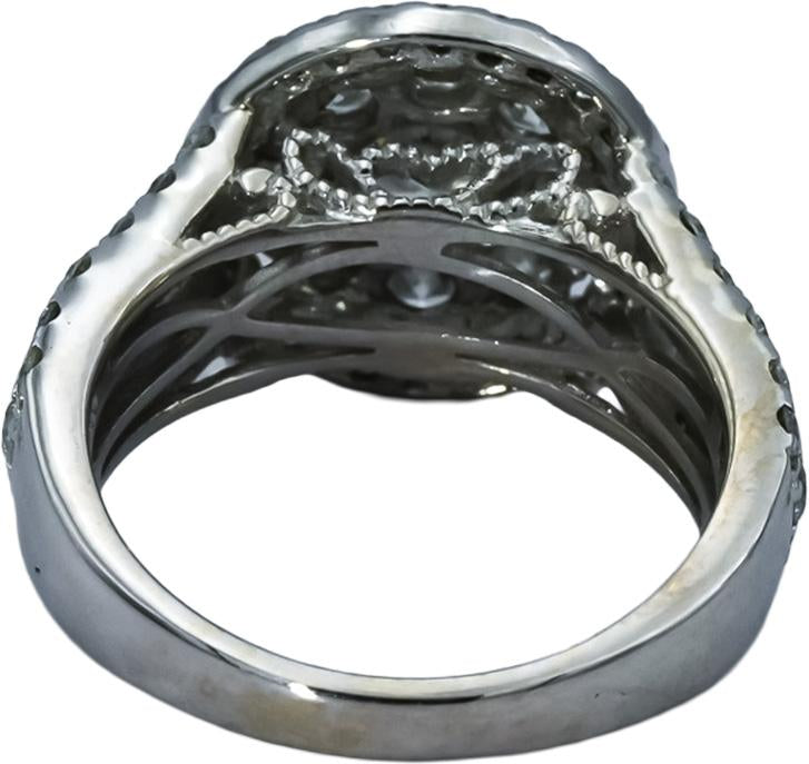 10k White Gold VS Round Lab-Grown Diamond Cluster Ring 3.0CT Size 7