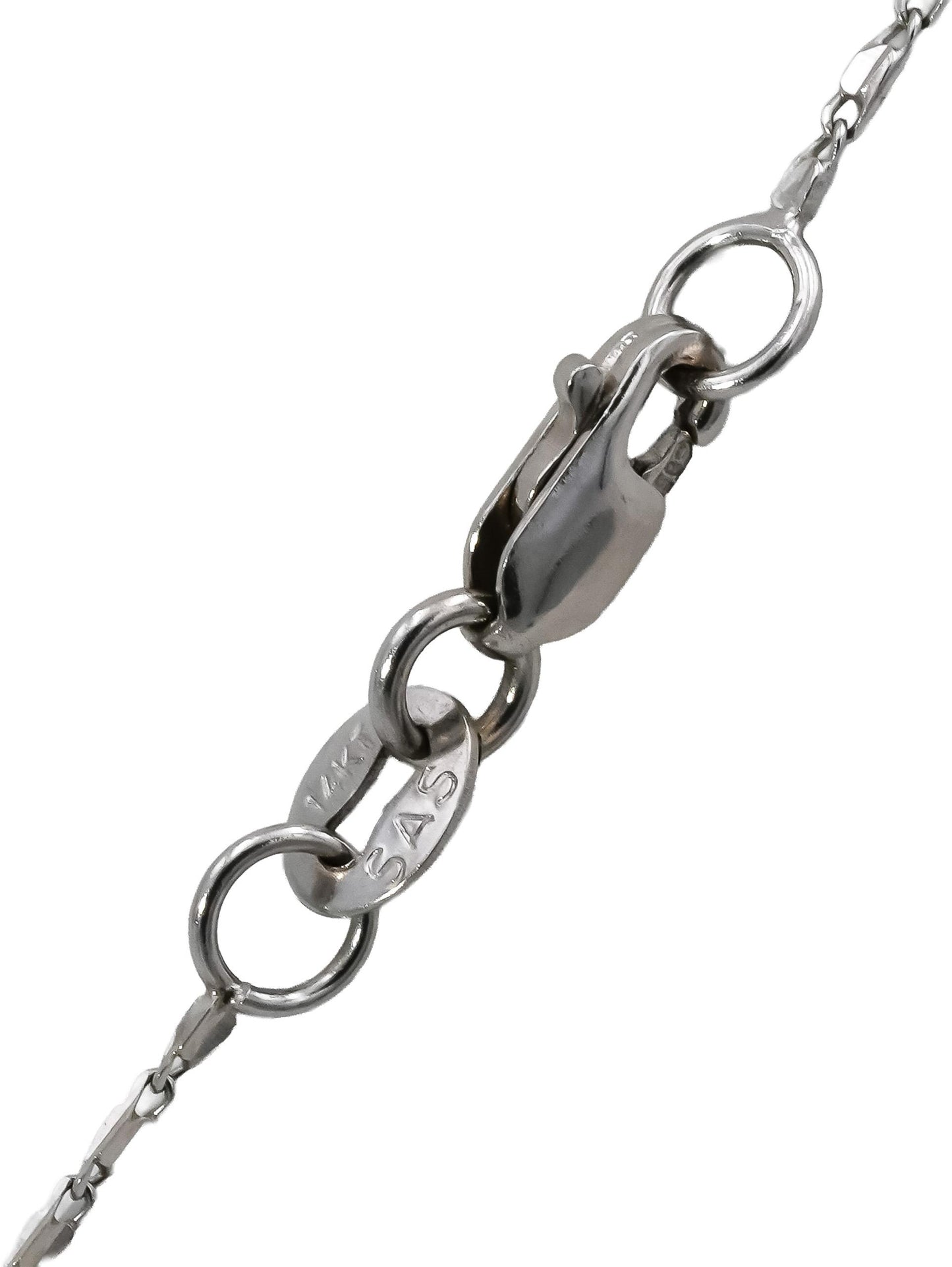 14k White Gold SI1/G Step Trillion Cut Diamond Pendant Necklace 1.01CT
