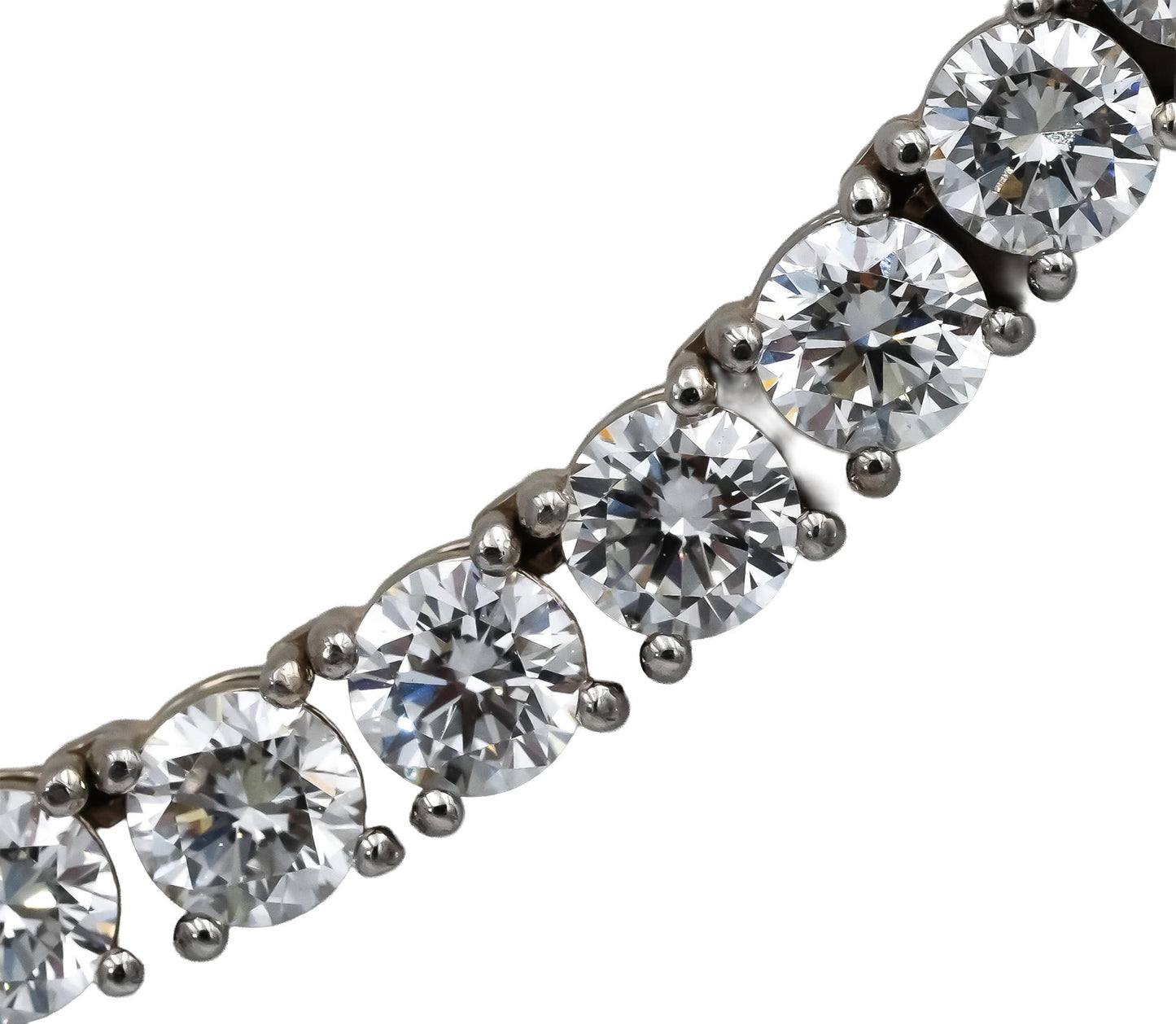 14k White Gold VS Round Lab-Grown Tennis Necklace 45.85CT