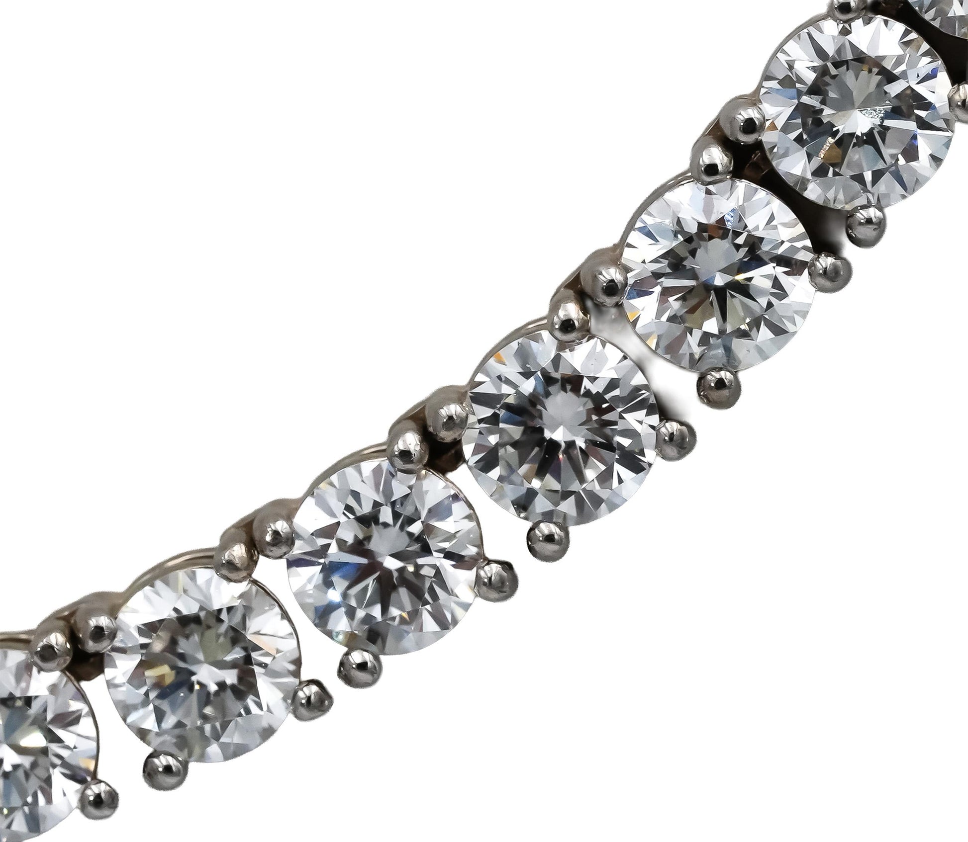 14k White Gold VS Round Lab-Grown Tennis Necklace 45.85CT