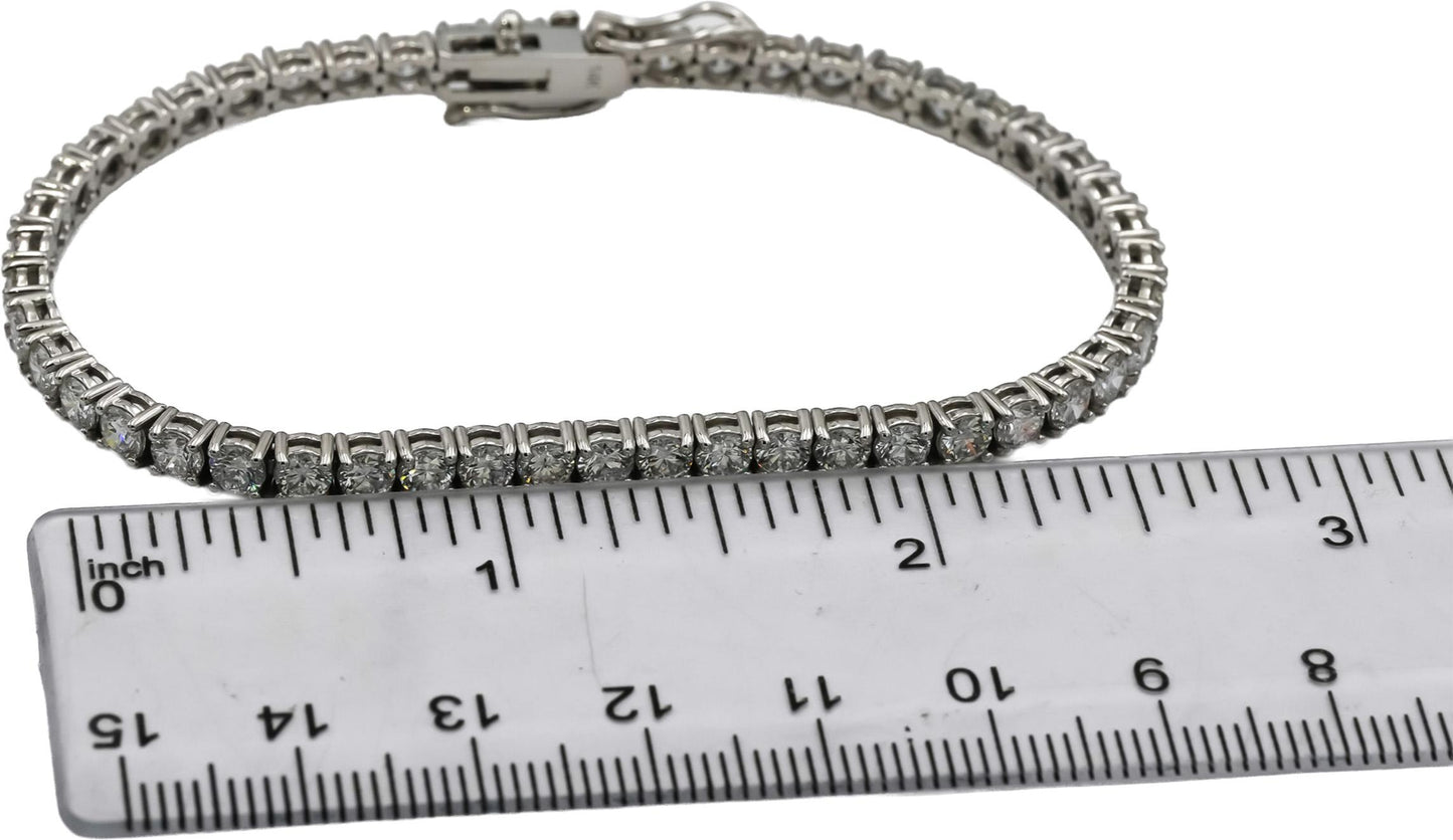 14k White Gold VS Round Lab-Grown Diamond Tennis Bracelet 7.16CT