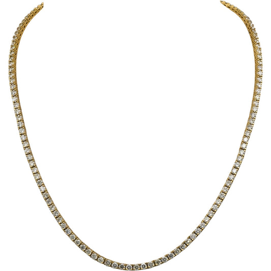 14k Yellow Gold Round Diamond Tennis Necklace 8.62CT