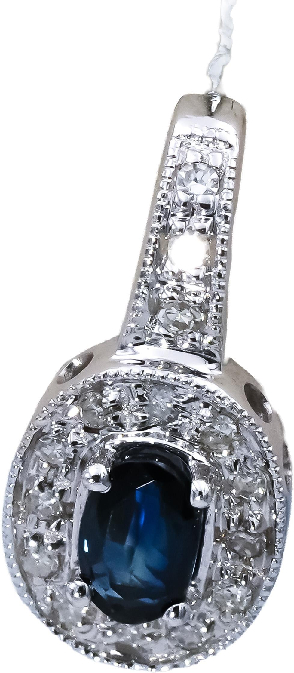 14k White Gold VS Diamond and Sapphire Dangle Earrings 0.55CT