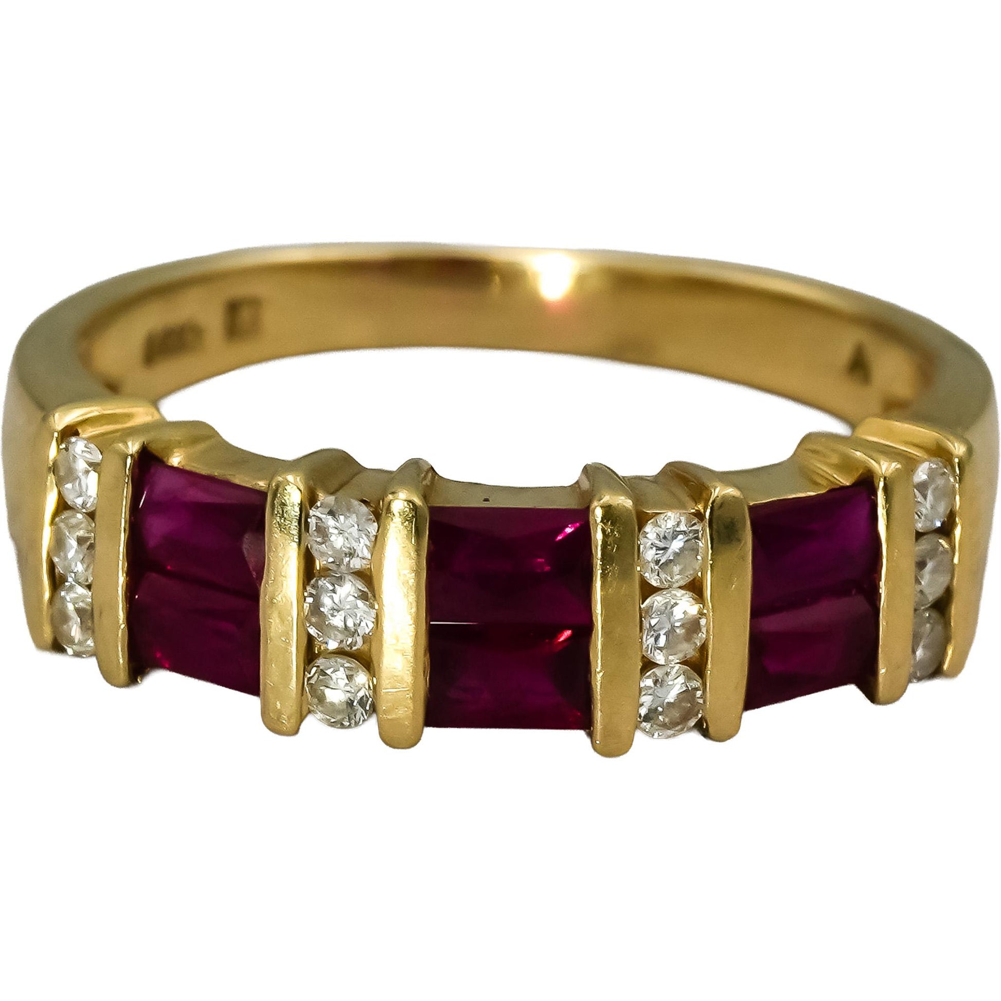 14k Yellow Gold Diamond and Ruby Band Ring 0.75CT Size 7