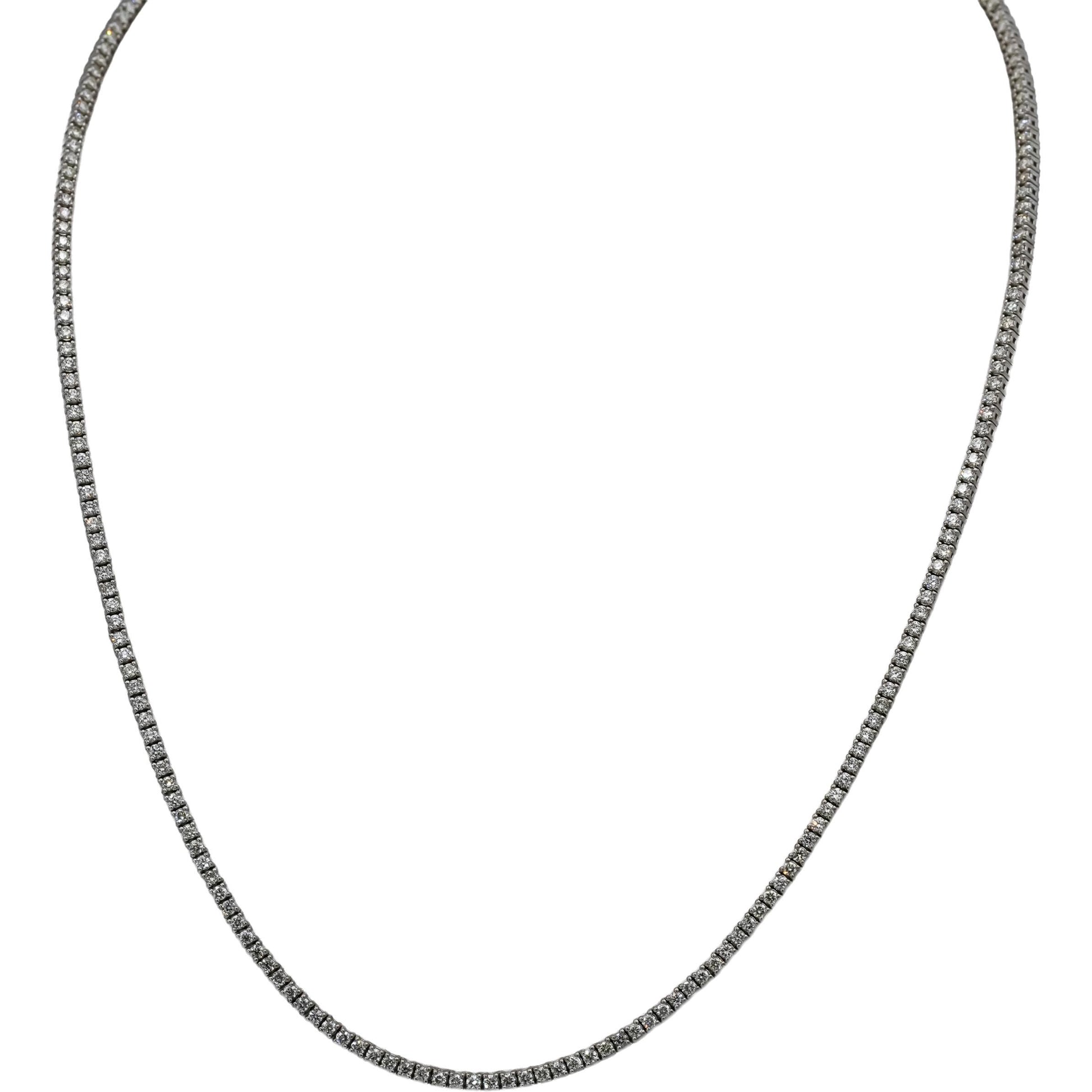 14k White Gold VS Round Diamond Tennis Necklace 3.55CT