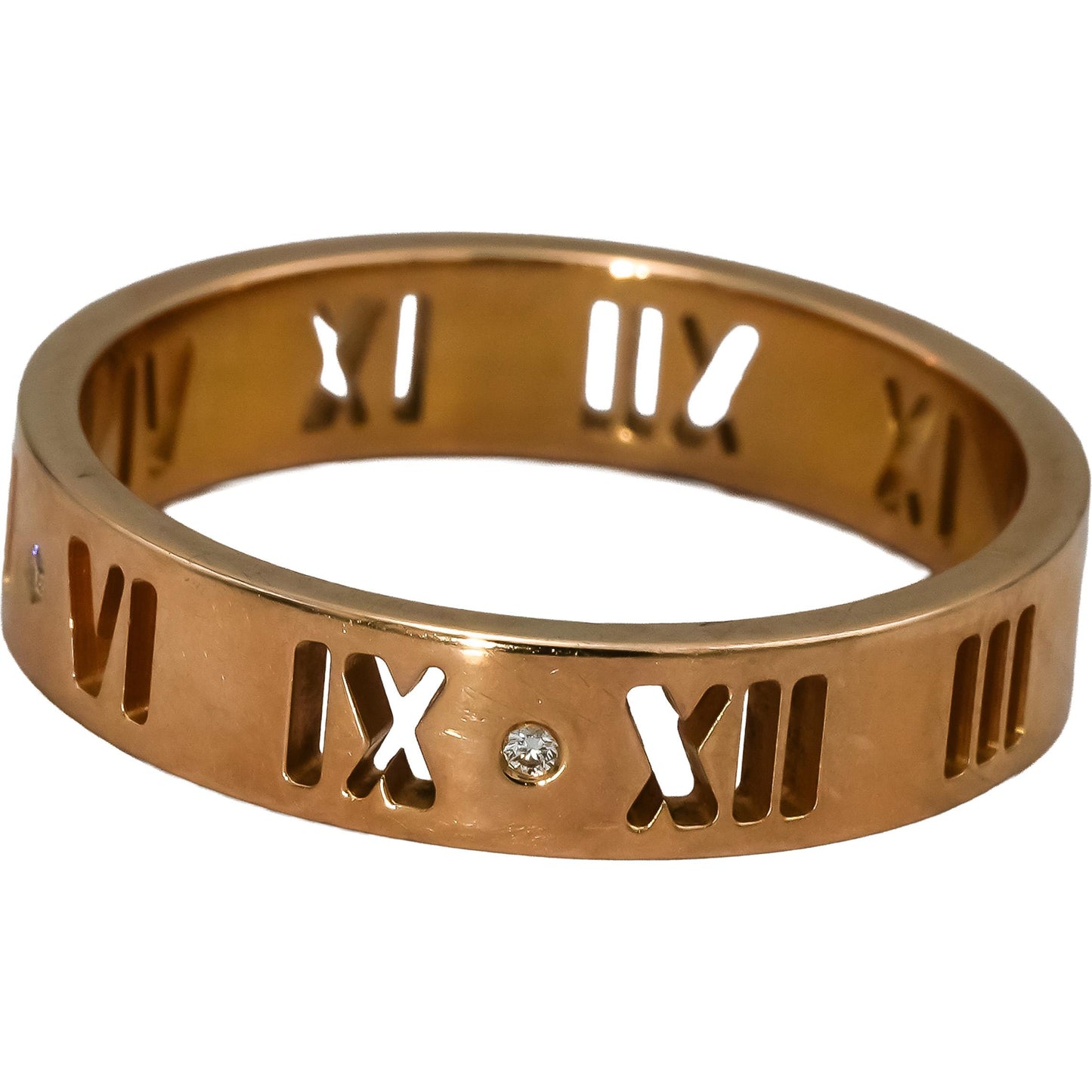 TIFFANY & CO. 18k Rose Gold VS Diamond Atlas Band Ring .02CT Size 10.25