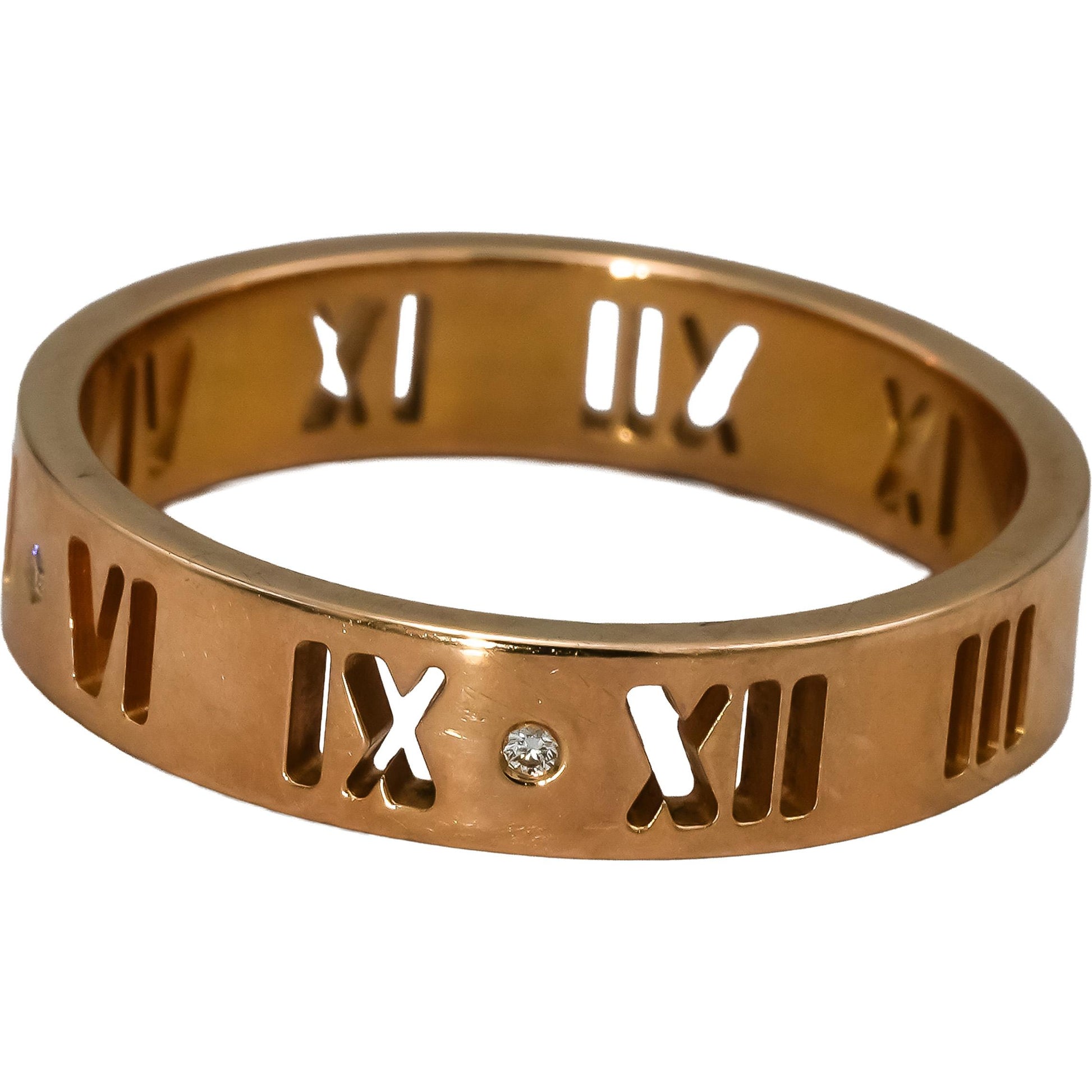 TIFFANY & CO. 18k Rose Gold VS Diamond Atlas Band Ring .02CT Size 10.25
