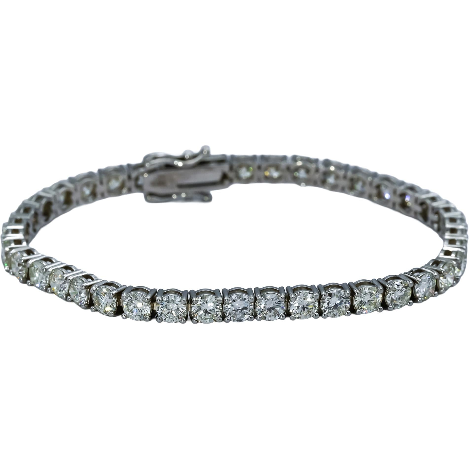 14k White Gold VS Round Diamond Tennis Bracelet 10.51CT