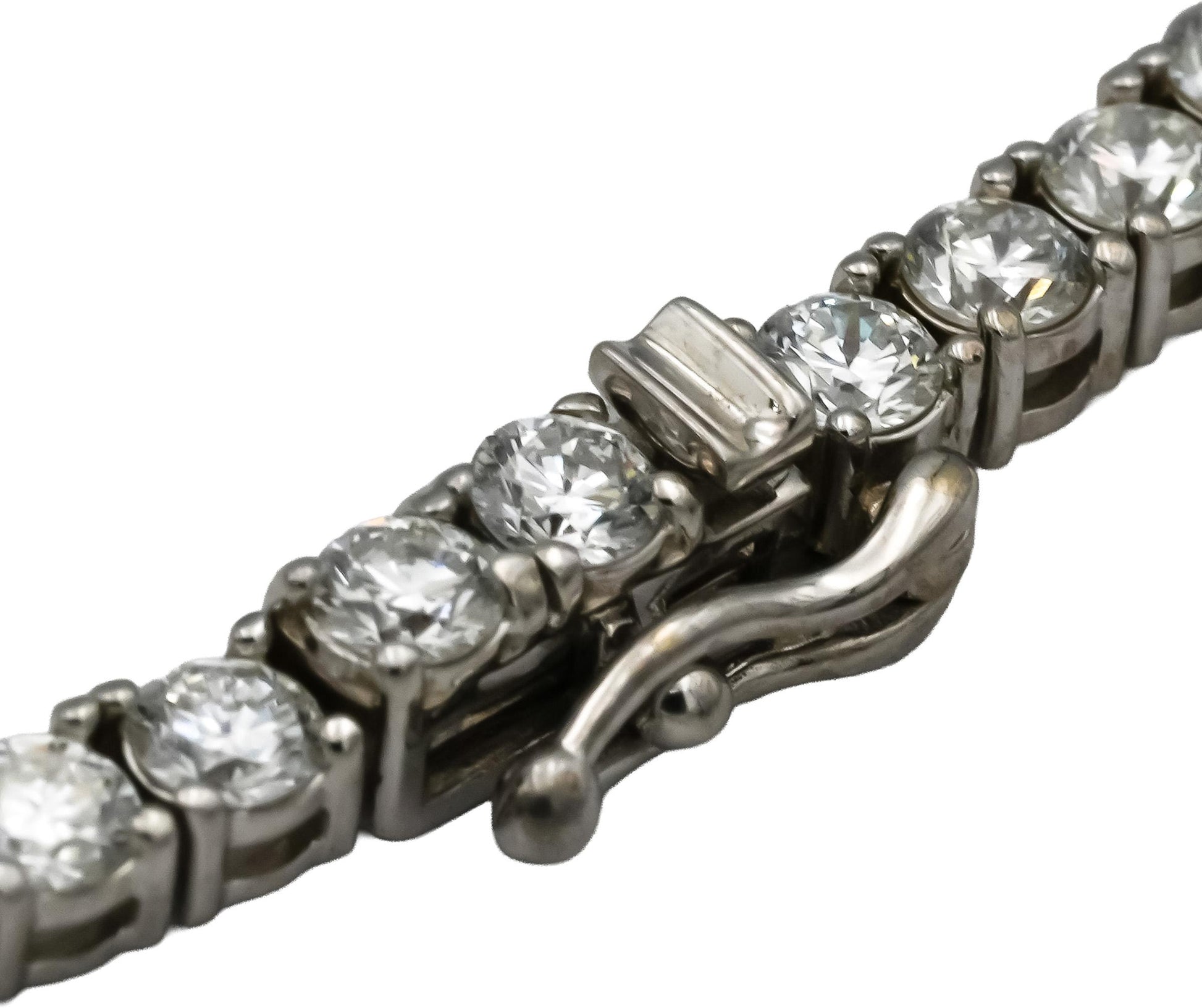 GIA 14k White Gold VS Round Diamond Graduated Riviera Necklace 17.07CT