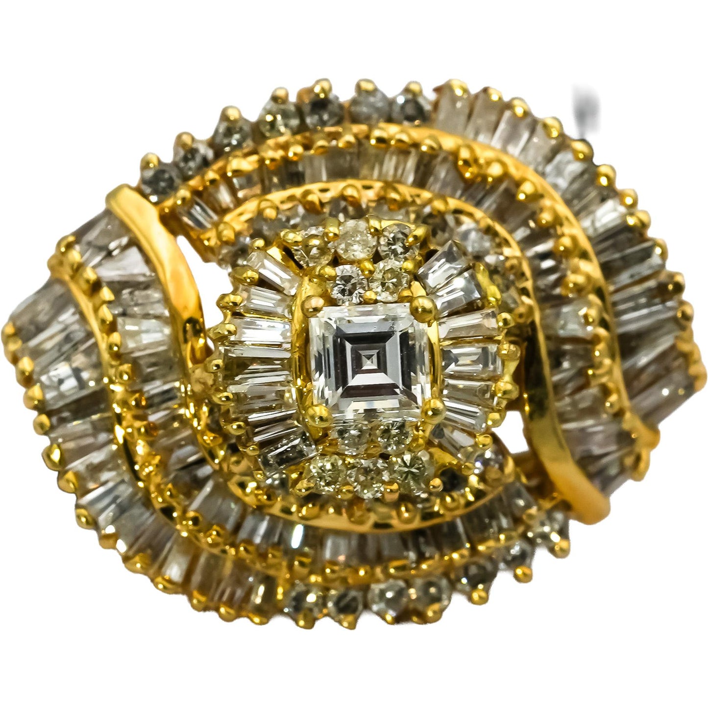 14k Yellow Gold Asscher Baguette Round Diamond Pendant Necklace 3.0CT