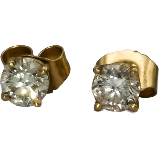 14k Yellow Gold Round Diamond Stud Earrings 0.52CT