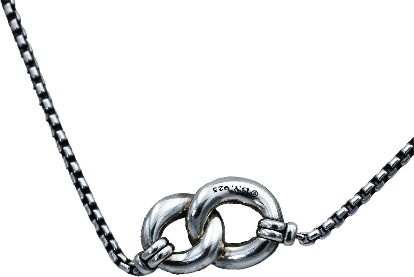 DAVID YURMAN Sterling Silver Belmont Double Curb Link Necklace .23CT