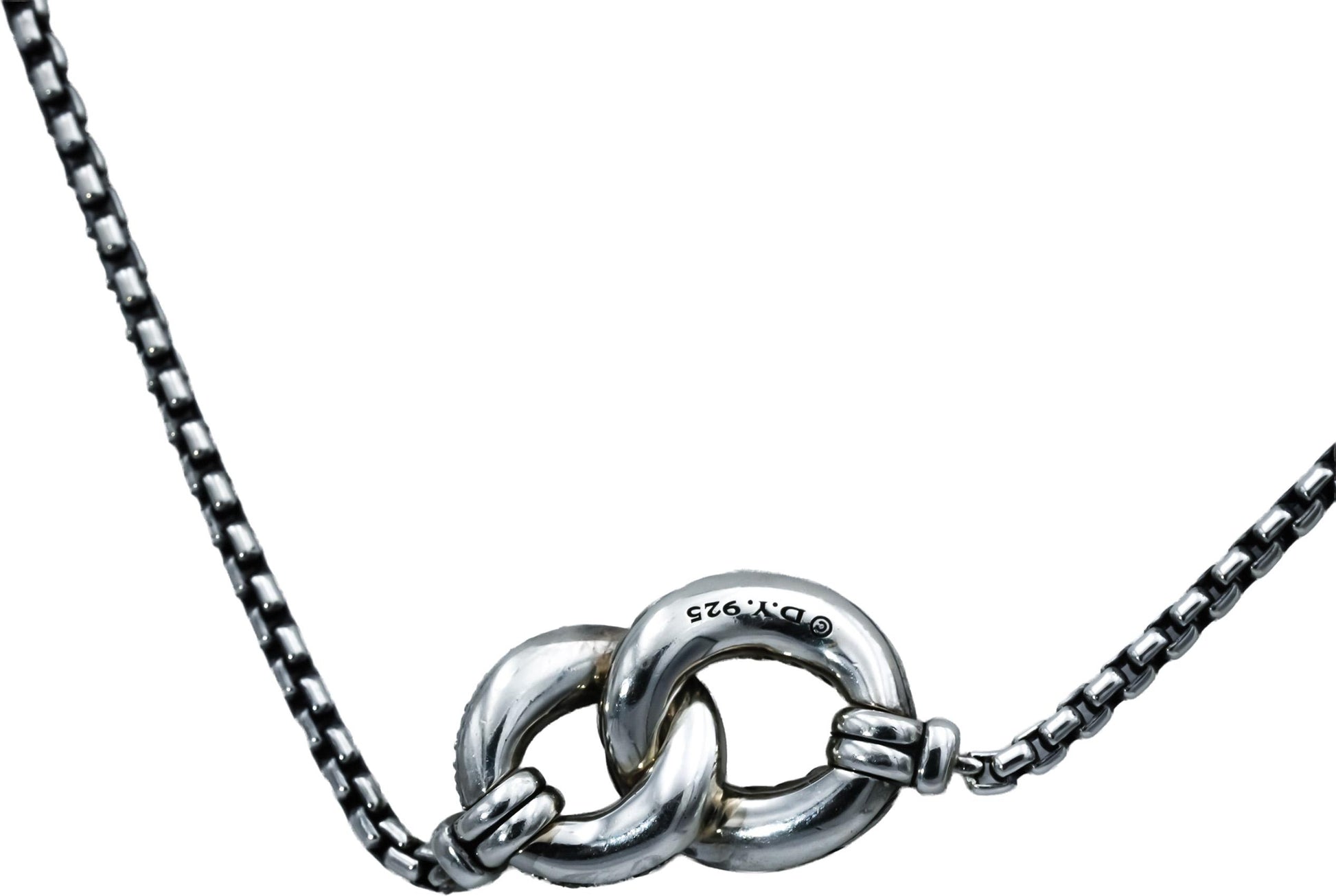 DAVID YURMAN Sterling Silver Belmont Double Curb Link Necklace .23CT
