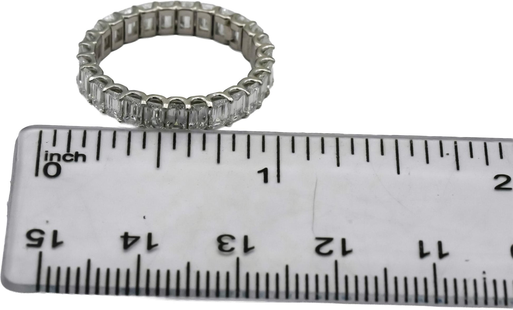 14k White Gold VS Emerald Cut Diamond Eternity Band Ring 3.23CT Size 7