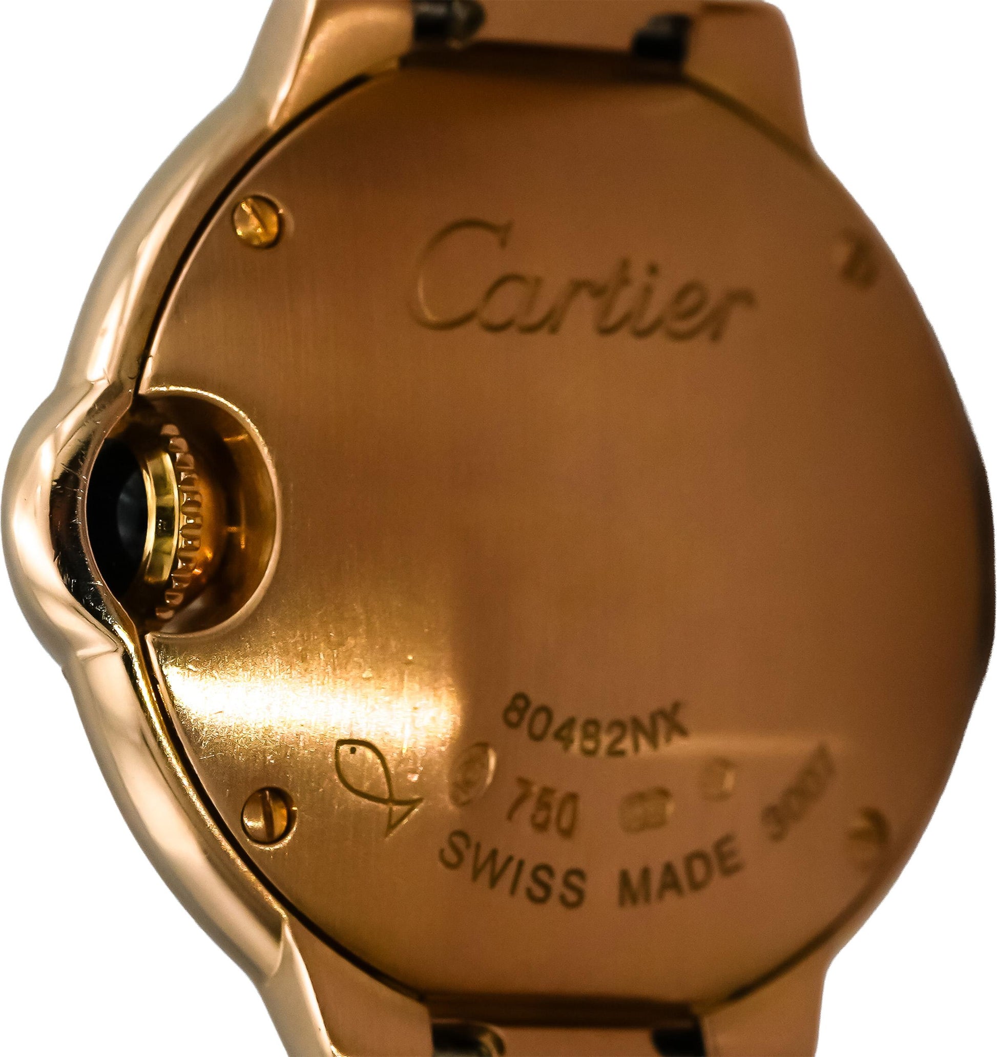 CARTIER 18k Rose Gold Ballon Bleu Diamond Bezel 28mm Ladies Watch Ref 80482NX