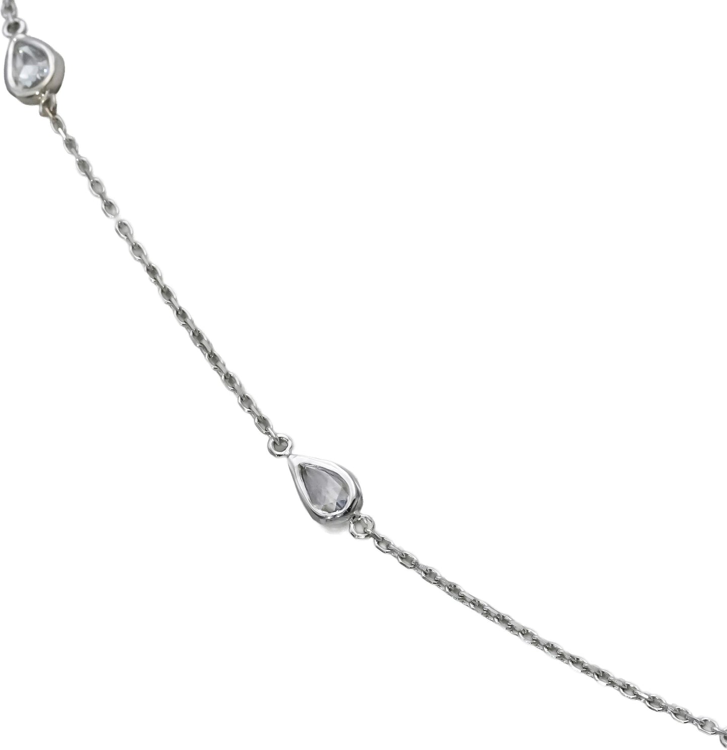 14k White Gold VS Shield and Rose Pear Cut Diamond By The Yard Necklace 0.89CT