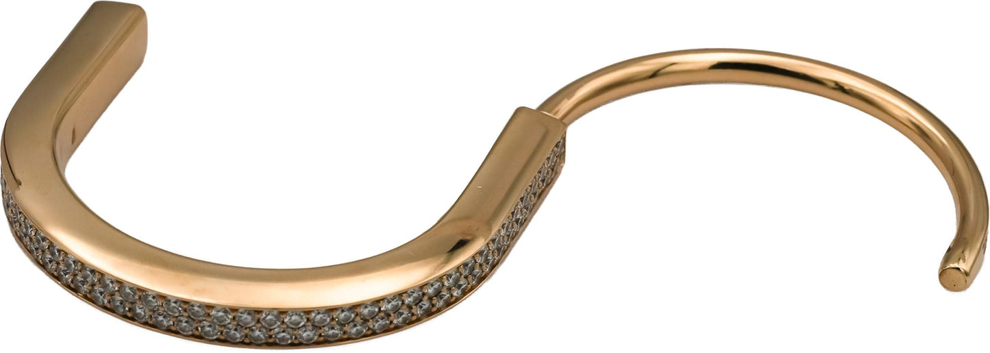 TIFFANY & CO. 18k Rose Gold VS Diamond Lock Bangle Bracelet 4.64CT $45k Retail