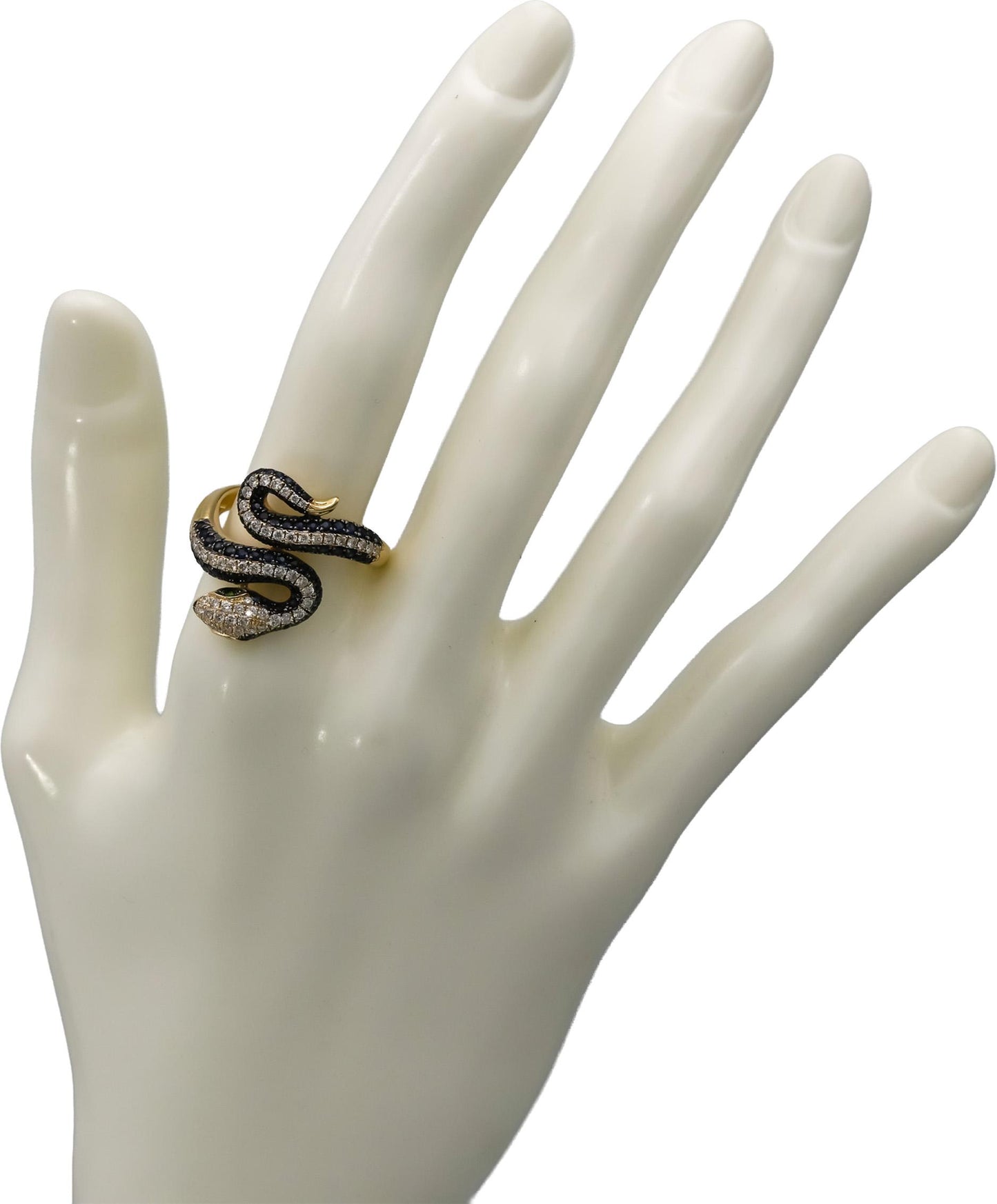 EFFY 14k Yellow Gold Diamond Sapphire Tsavorite Safari Snake Ring 1.49CT Size 8